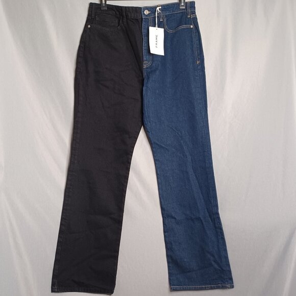 Frame Le Jane Jeans Womens 33 Colorblock High-Rise Straight Fit Streetwear Y2K - Picture 1 of 10